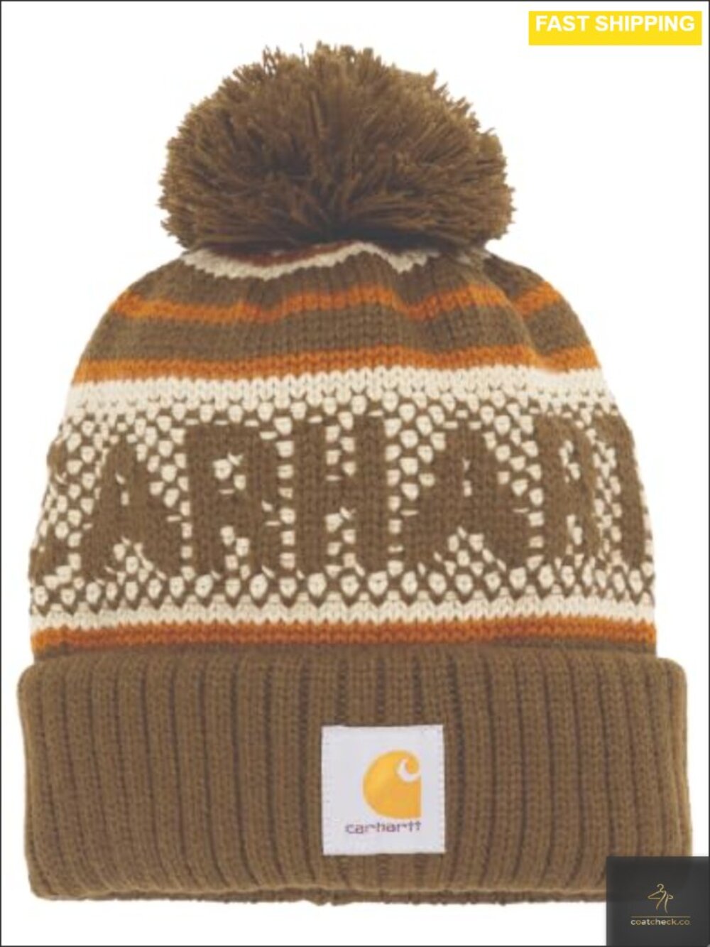 Carhartt Cuffed Beanie Stretchable Rib-Knit Pom-Pom Winter Hat